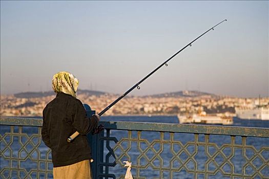 钓鱼,加拉达塔,桥,流行,道路,时间,伊斯坦布尔,土耳其
