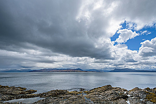 苏格兰,海岸,积雨云,上方,声音,靠近,斯凯岛,英国