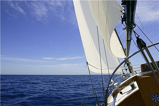 帆船,航行,蓝色海洋,晴朗,夏天