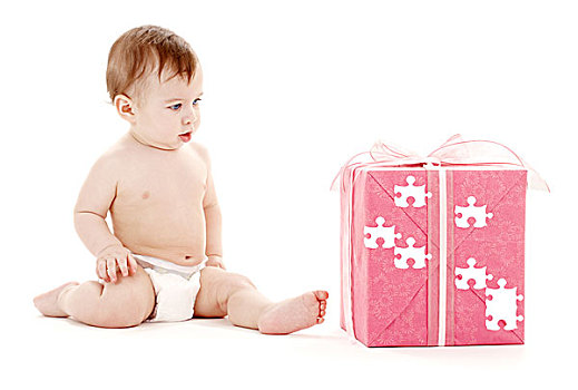 男婴,尿布,大,谜题,礼盒