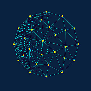 点,线链接组成的球体,科学,科技,技术意义抽象矢图
