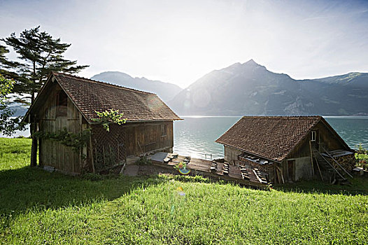 传统房间,鲍恩,琉森湖,瑞士,欧洲