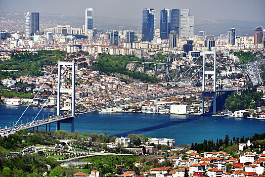 全景,伊斯坦布尔,博斯普鲁斯海峡,桥