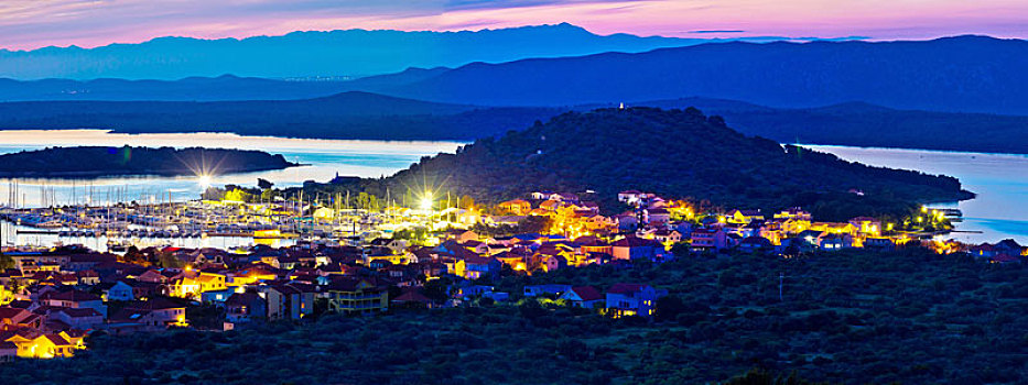 岛屿,晚间,全景