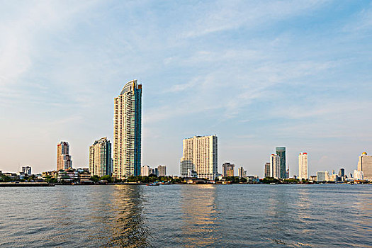 河,摩天大楼,曼谷,泰国,亚洲