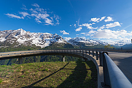 弯曲,道路,阿尔卑斯山,背景,提契诺河,瑞士
