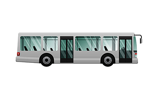 运输,城市,公共交通,白色,乘客,巴士,两个,自动,门,迅速,长,卑劣,正面,背影,前灯,简单,卡通,风格,设计,矢量,隔绝,公用