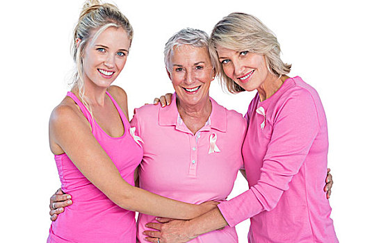 高兴,女人,穿,粉色,上衣,带,乳腺癌