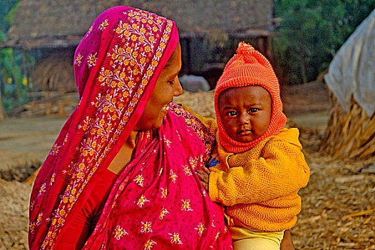孟加拉人,母子,孟加拉,十二月,2007年
