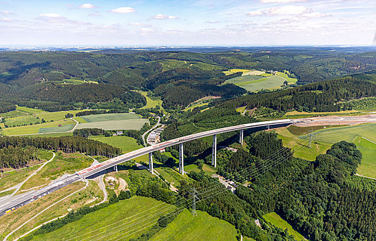 航拍,高速公路,桥,施工,藻厄兰,北莱茵威斯特伐利亚,德国,欧洲