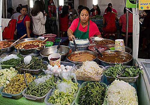 泰国人,街道,食物,特色食品,蔬菜,道路,唐人街,曼谷,泰国,亚洲