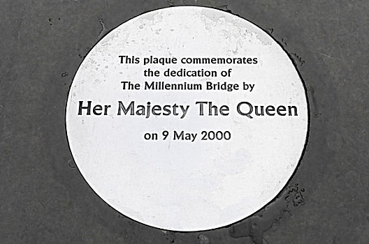 牌匾,纪念,皇后,盘子,千禧桥,伦敦,英格兰,英国,欧洲