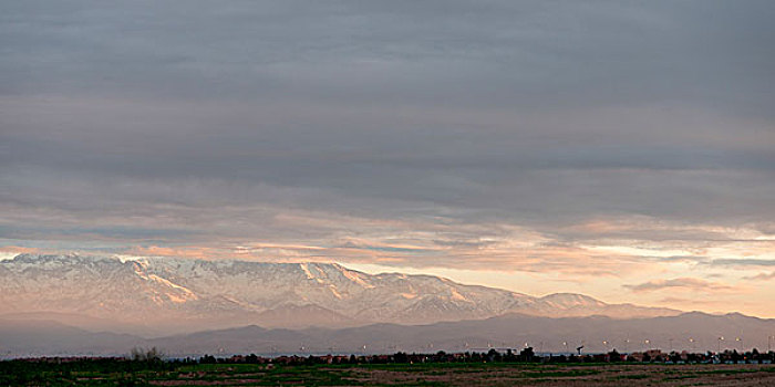 云,上方,山,冬天,阿特拉斯山脉,马拉喀什,摩洛哥