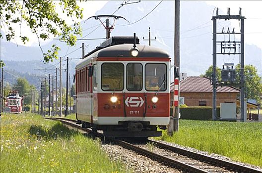 铁路车辆,特劳恩湖,列车,上奥地利州,奥地利,欧洲