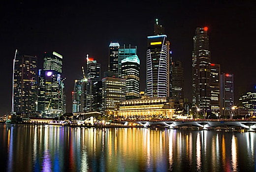 摩天大楼,新加坡,夜晚