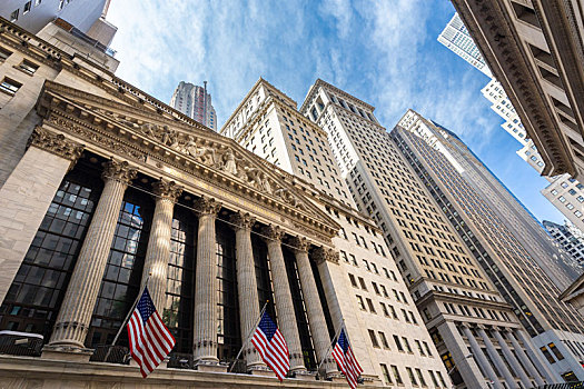 户外,纽约股票交易所,华尔街,下曼哈顿,纽约,美国