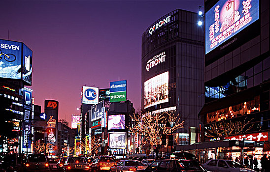 塞车,街道,涩谷,东京,日本
