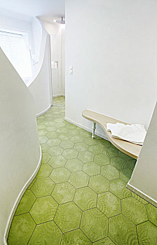 弯曲,浴室,绿色,复古,地砖