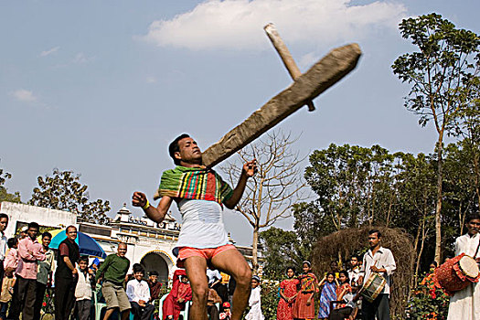 体操,一个,男人,种类,表演,乡村,孟加拉