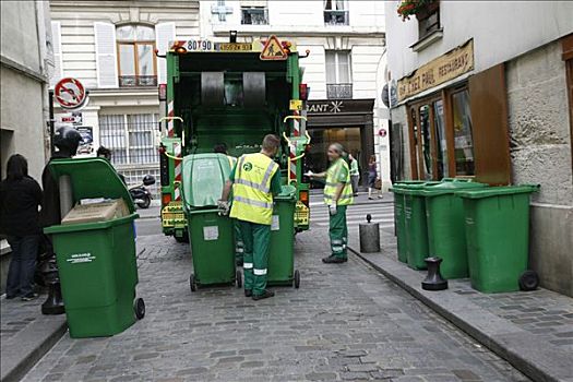 法国,巴黎,垃圾,工作中