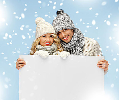圣诞节,圣诞,冬天,高兴,概念,家庭,情侣,冬服,拿着,留白,信息板