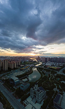 清晨时分的广东惠州鹿江沥航拍风光