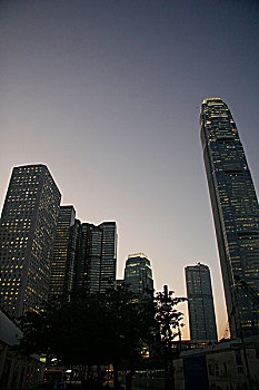 黃昏,中央银行,摩天大楼,香港岛,香港,亚洲