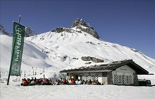 滑雪,小屋,阿勒堡,奥地利