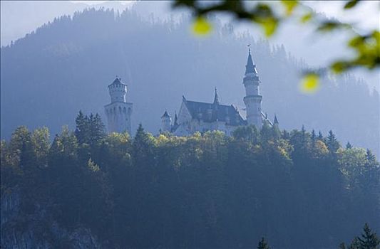 德国,2005年,城堡,新天鹅堡,薄雾
