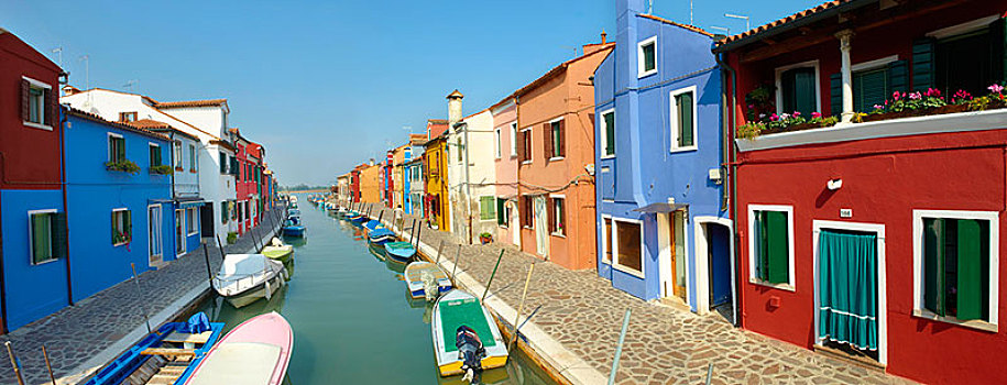 彩色,房子,运河,布拉诺岛,威尼斯,意大利,欧洲