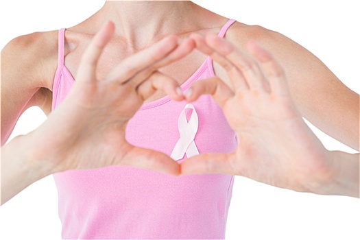 女人,穿,粉色,带,乳腺癌,意识