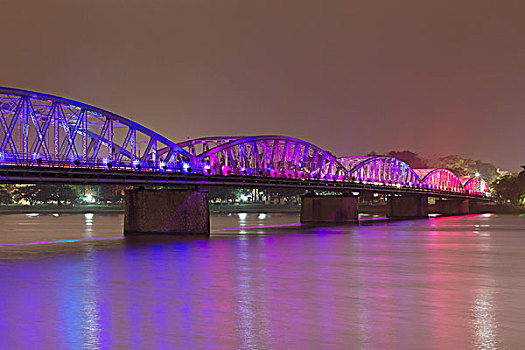 桥,光亮,夜晚,色调,越南,亚洲
