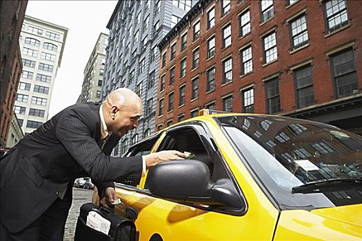 商务人士,握手,出租车,纽约,美国
