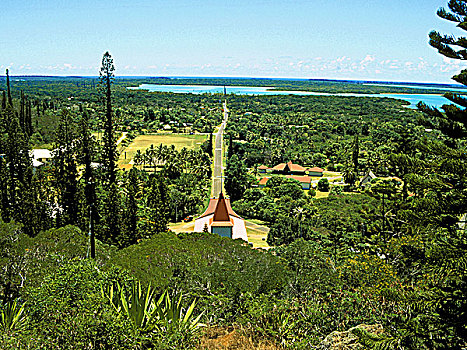 新加勒多尼亚,松树,岛屿,教堂