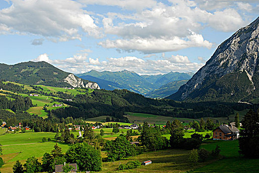 风景,阿尔卑斯山,靠近,山,萨尔茨卡莫古特,施蒂里亚,奥地利,欧洲