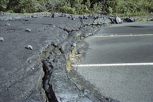 熔岩流,上方,道路,夏威夷