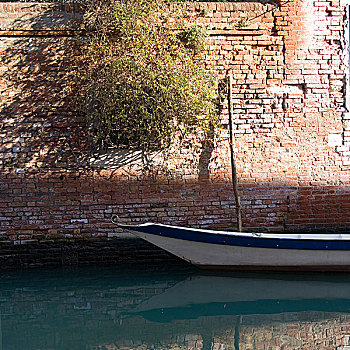小船,停泊,威尼斯,运河
