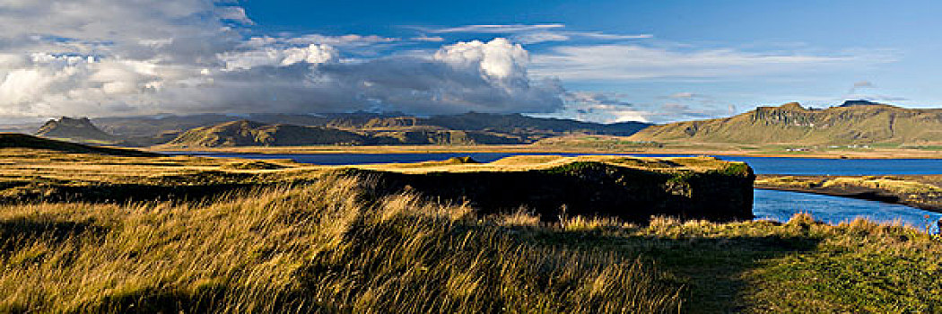 全景,风景,戴尔赫拉伊,冰岛