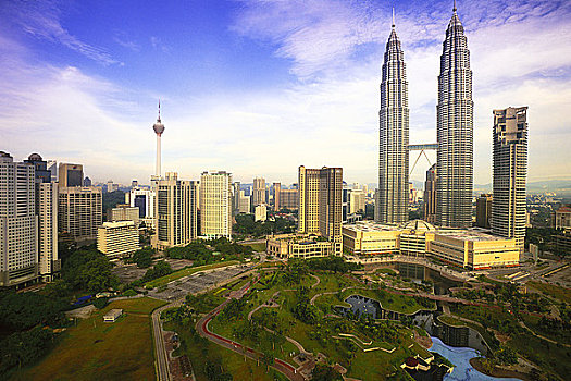 双子塔,吉隆坡,市中心,马来西亚