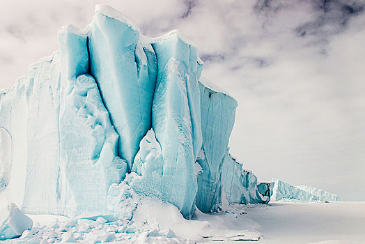 冰山,风景,冰冻,峡湾,巴芬岛,笔直,海岸,努纳武特,加拿大,北美