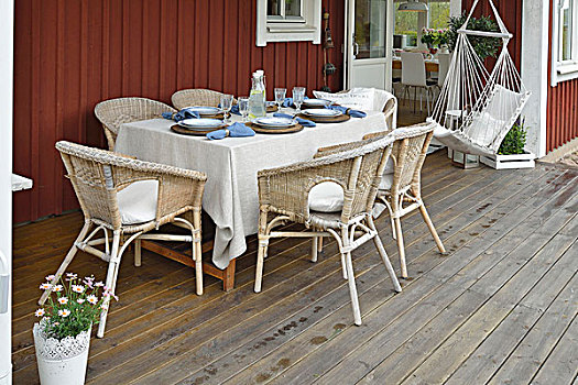 桌面布置,藤椅,吊床,椅子,阳台,瑞典,房子