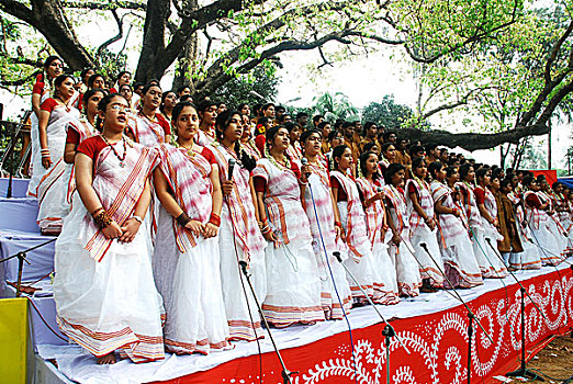 孟加拉人,孩子,唱,歌曲,白天,新年,达卡,孟加拉,四月,2007年