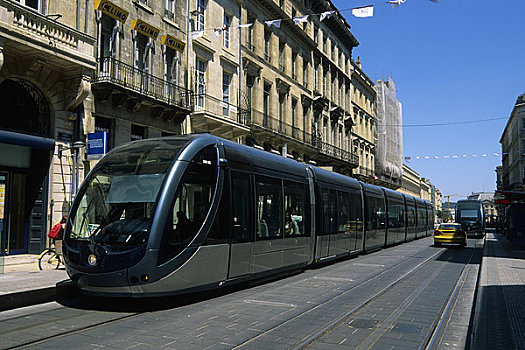 法国,波尔多,街景,有轨电车