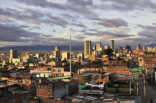 城市,中心,晚上,亮光,哥伦比亚,南美