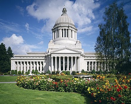 花园,正面,政府建筑,国会山,奥林匹亚,华盛顿,美国