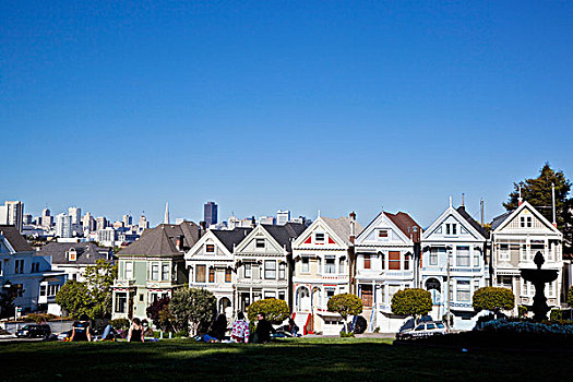 维多利亚式房屋,阿拉摩广场,旧金山,加利福尼亚,美国,北美