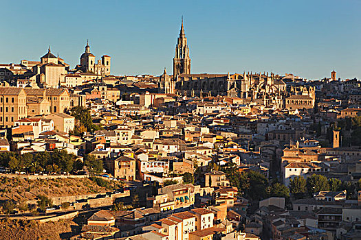 城市全貌,哥特式,大教堂,托莱多,托莱多省,西班牙