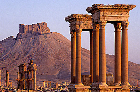 叙利亚,帕尔迈拉,遗迹,世界遗产,阿拉伯,城堡,背影