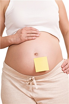 孕妇,便签纸,腹部