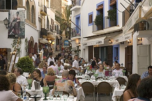 餐馆,别墅,伊比沙岛,城镇,西班牙